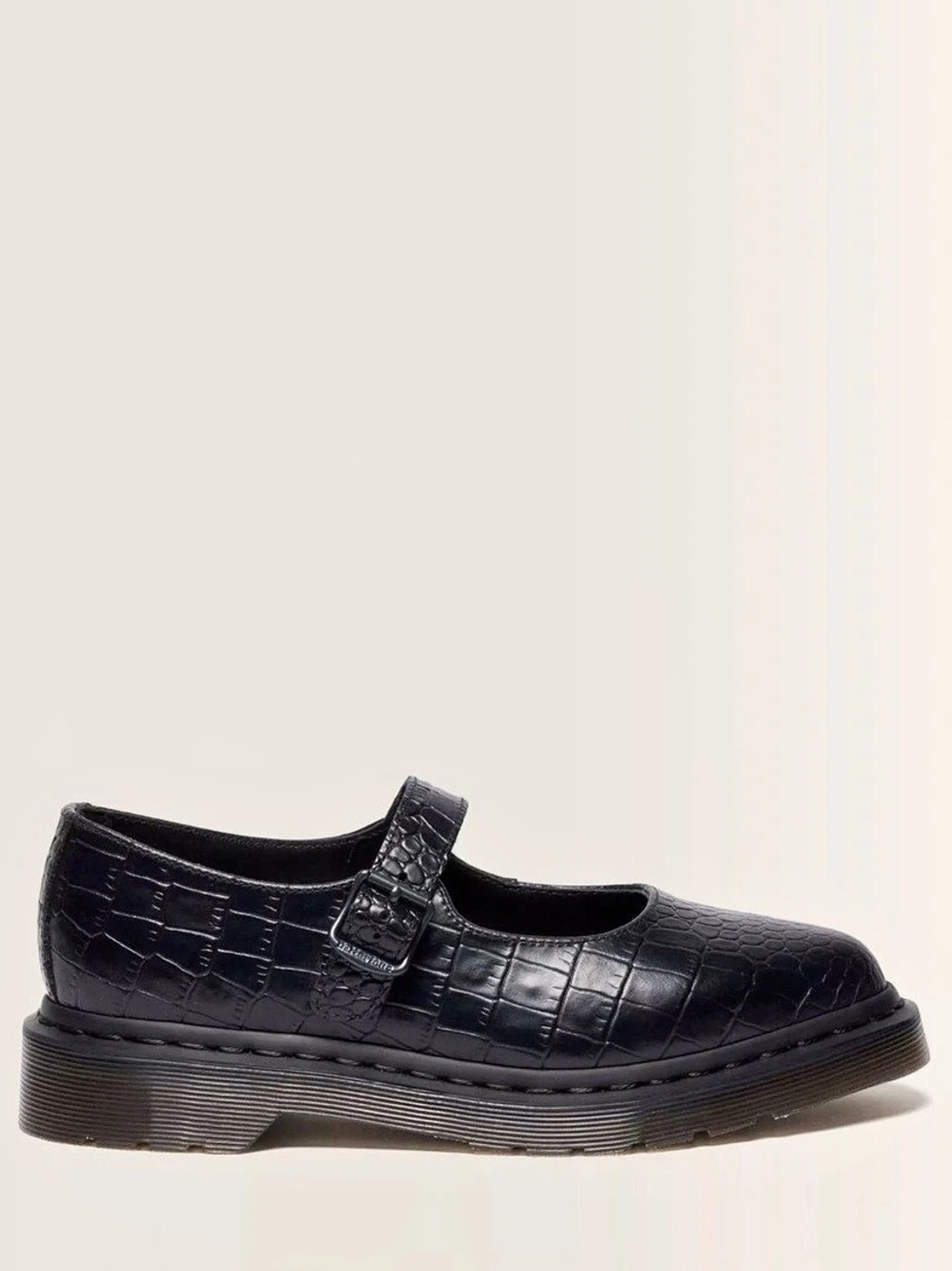 Dr. Martens Elphie Mary Jane Emboss Leather Shoes Black Crocodile-Embossed Mary